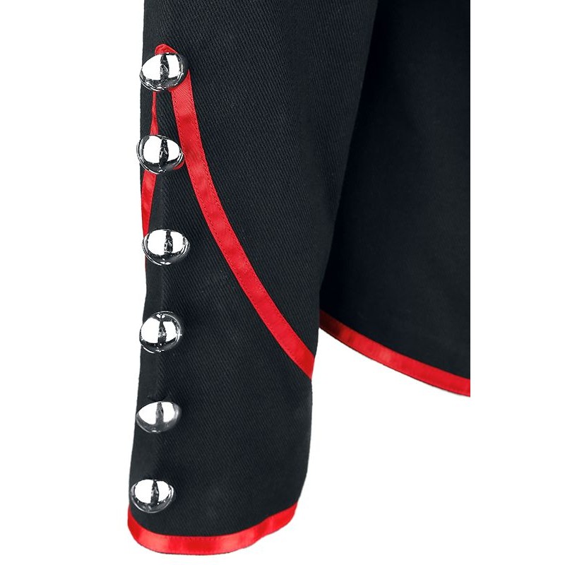 Men Red Parade Military Jacket Steampunk Marching Drummer Jacket 